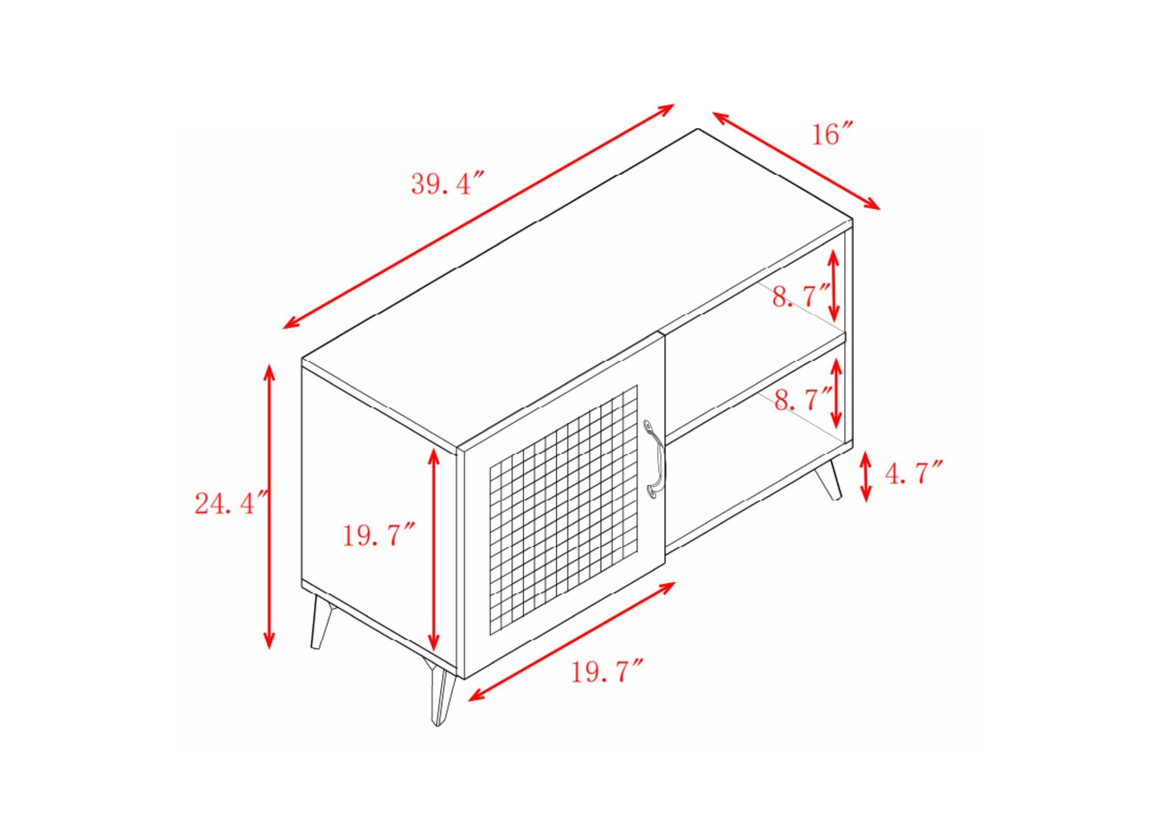 Modern Shoe Cabinet with Rattan Mesh Door & Solid Wooden Handle - 39.37"