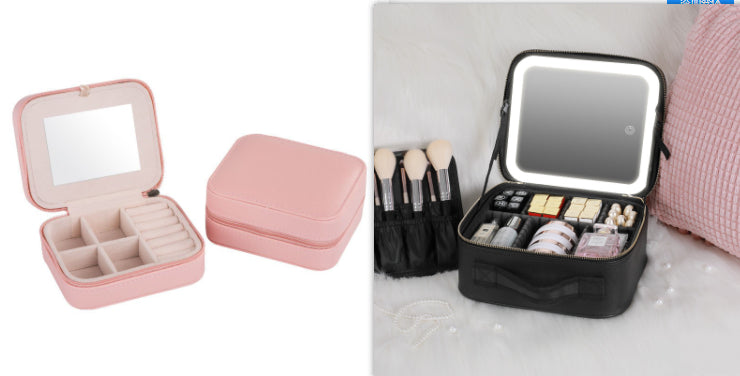 Smart LED Cosmetic Case With Mirror - Large Capacity Portable Makeup Bag