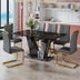 Modern Dining Table Set with Black Marble Glass Top and Comfortable PU Chairs - Minihomy