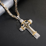 Stainless Steel Trinity Cross Necklace for Men - 3 Layer Pendant Jewelry Gift