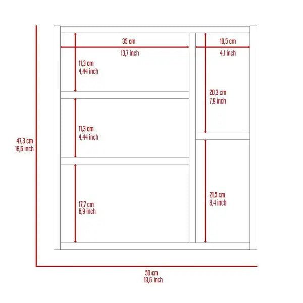 Minsk Medicine Cabinet with Mirror, 2 Shelves - White - Minihomy