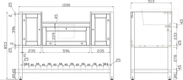 48" Solid Wood Bathroom Vanity Base - Green - No Top - 20"D x 33.6"H