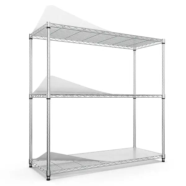 Heavy Duty 3-Tier Wire Shelving Unit - 1050 lbs Capacity, Adjustable Height