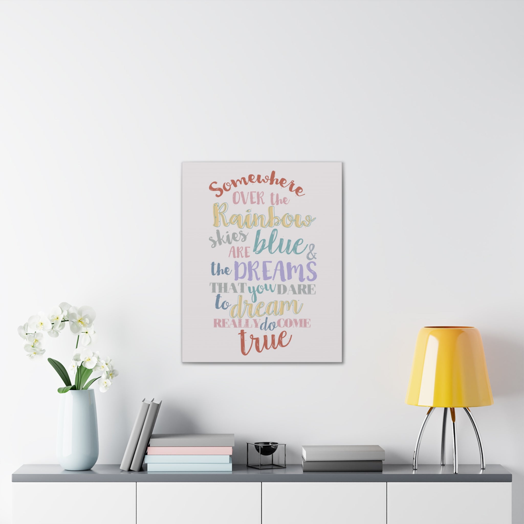 Over The Rainbow Colorful Wall Art Canvas Stretched, 0.75" - Minihomy