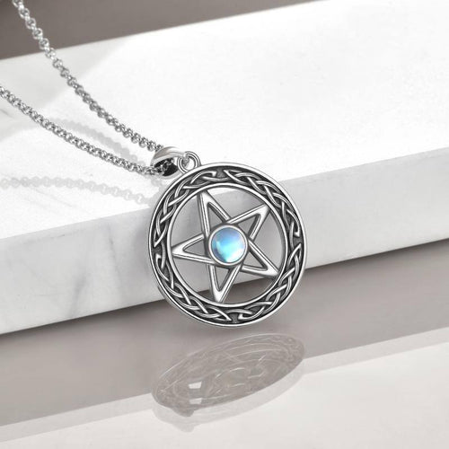 Pentagram Celtic Moonstone Necklace