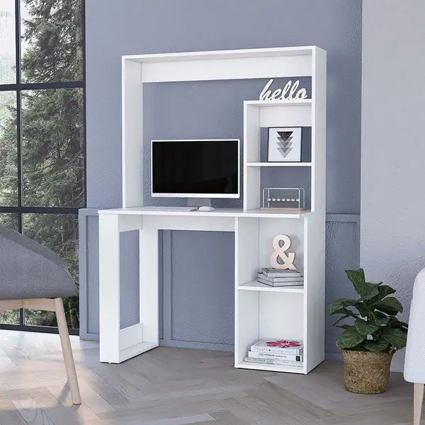 Carroll Computer Desk with Hutch & Storage: Modern Home Office Desk