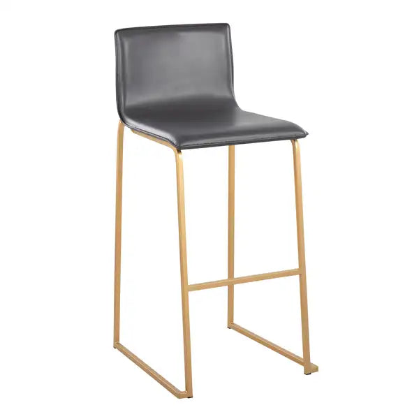 LumiSource Mara Gold Steel & Grey Faux Leather Barstools (Set of 2)