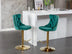 Green Velvet Barstools Set of 2, Adjustable Swivel Bar Stools with Backs for Kitchen Island & Pub - Minihomy