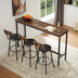 Industrial Bar Table Set with 3 Stools - Rustic Brown & Black, 63" Kitchen Breakfast Table - Minihomy