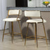 Beige Corduroy Counter Height Bar Stools (Set of 2) - Gold Base, Back & Footrest - Minihomy