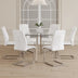 Modern Glass Dining Table & 6 PU Leather Chairs Set - Minimalist Round Tempered Glass with Chrome Legs - Minihomy