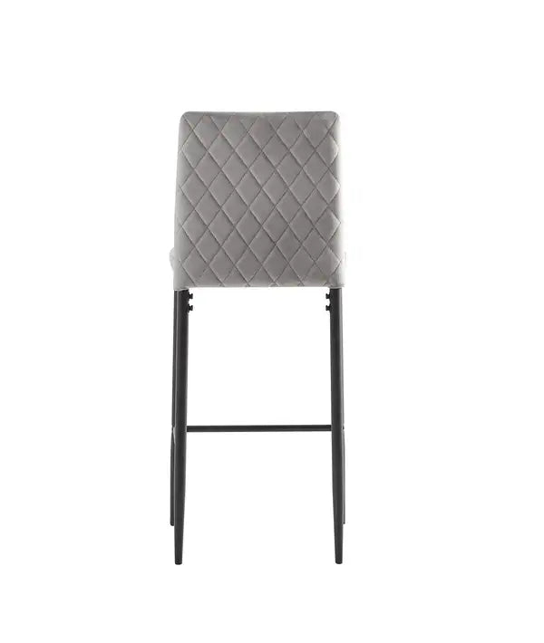 Modern Velvet Bar Stools with Metal Legs, Light Gray, 2-Piece Set - Minihomy