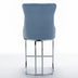 Modern Velvet Bar Stools Set of 2, Light Blue - Counter Height, Button Back & Rivet Trim, Chromed Metal Base - Minihomy