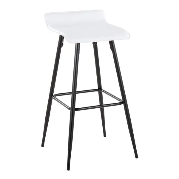 LumiSource Ale Bar Stools - Set of 2, Black Steel & White Faux Leather, 30"