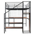 Full Size Metal Loft Bed with Desk, Storage Ladder & Wardrobe - Black - Minihomy