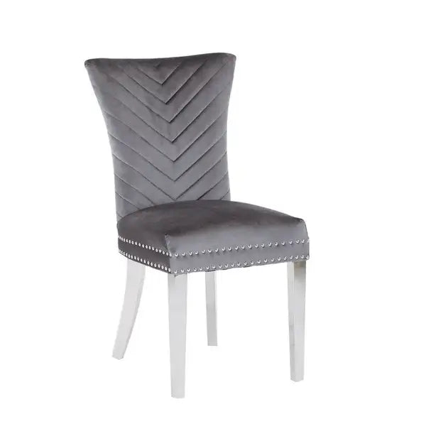 Eva Velvet Fabric Chair with Stainless Steel Legs - Gray - Minihomy