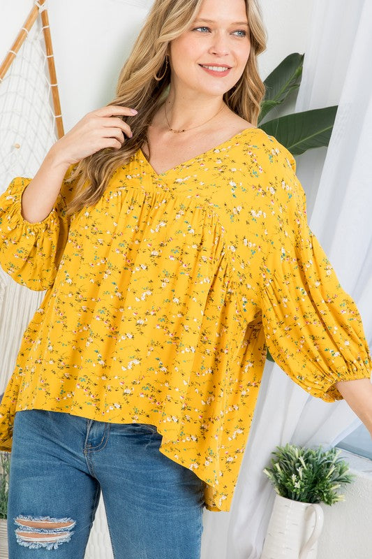 Dizzy Floral Peasant Blouse - Women's Casual Bohemian Top