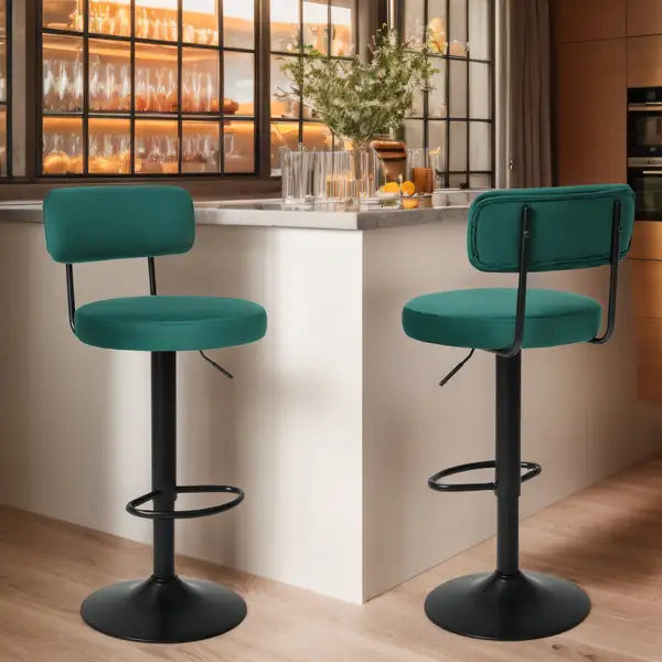 Modern Bar Stools Set of 2: Adjustable Swivel Counter Height Chairs - Minihomy