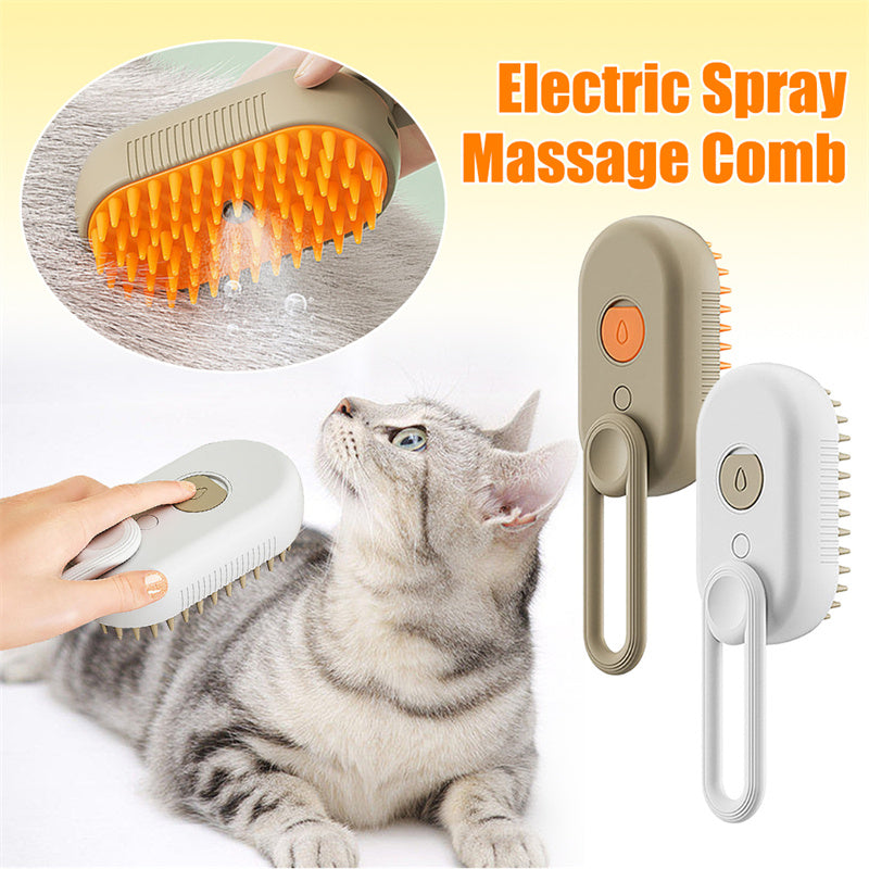 3-in-1 Electric Spray Cat Steam Brush for Pet Grooming - Professional Hair Removal and Massage Comb - Minihomy