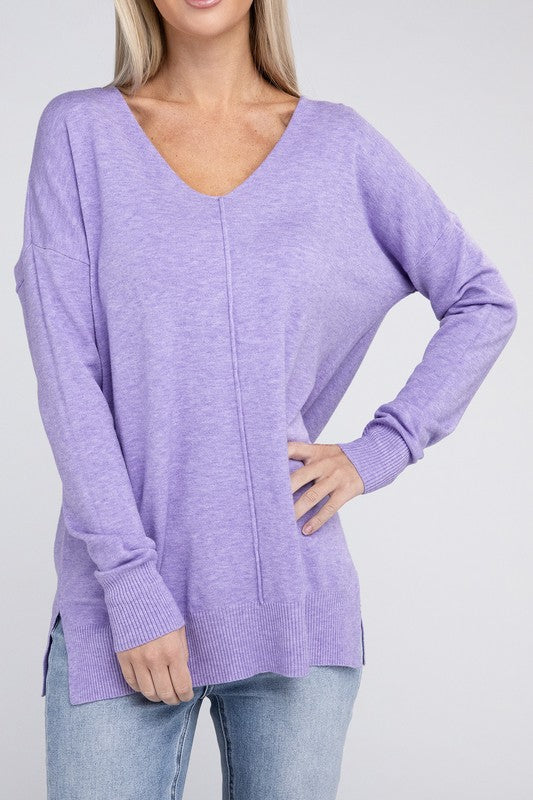 Garment Dyed Front Seam Sweater: Effortless Elegance for Everyday Chic