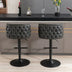 Modern Swivel Bar Stools | Adjustable Height | PU Upholstered | Tufted Back | Dark Gray (Set of 2) - Minihomy