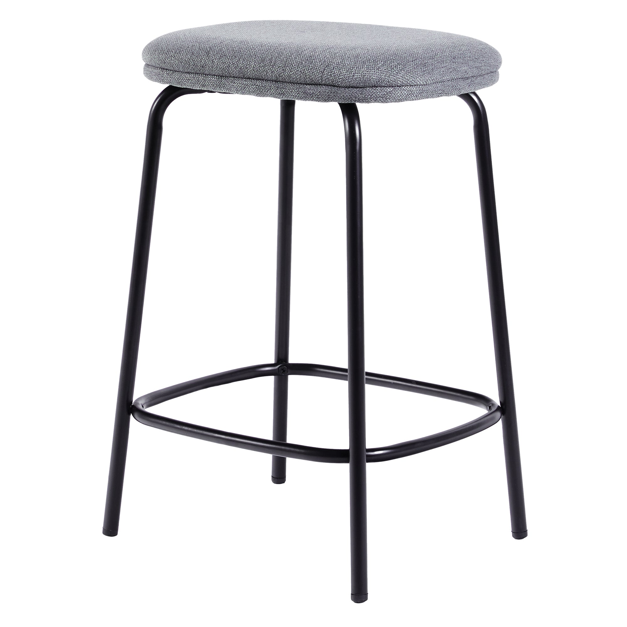 Modern Counter Stools with Upholstered Seats, Set of 2, Charcoal