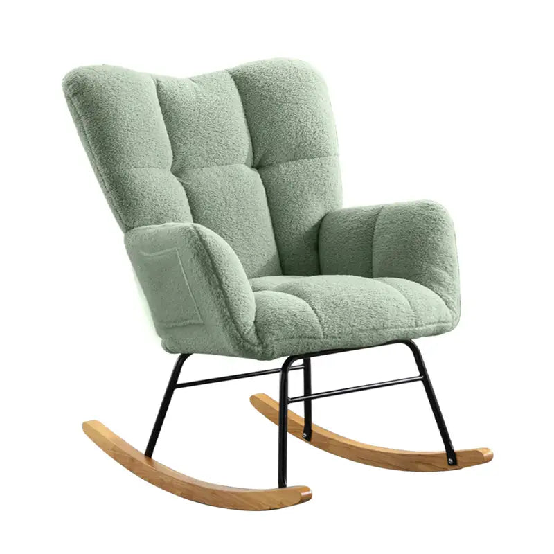 Modern Rocking Chair, Nursery Rocking Chair, Green Teddy Fabric Chair