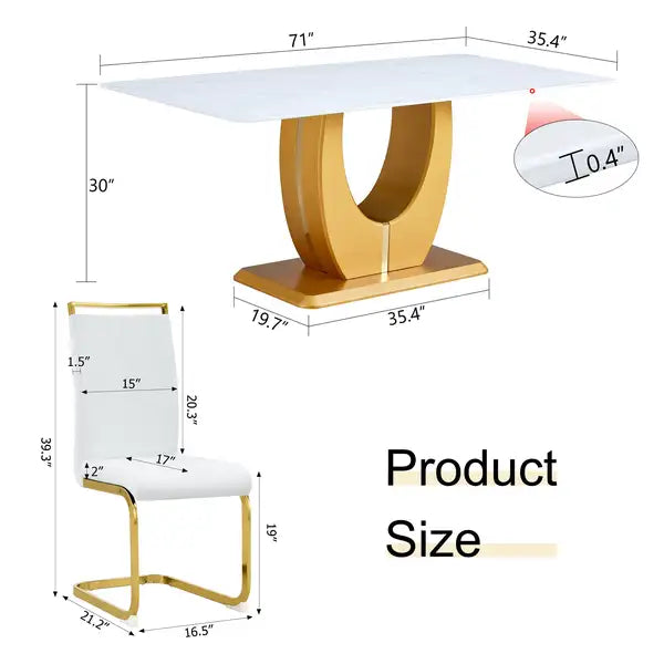 Modern White Dining Table & Chairs Set - Minimalist Design for Kitchen, Dining Room, Living Room & Terrace - Minihomy