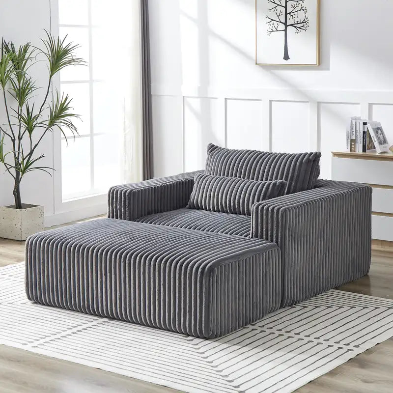 75" Corduroy Sleeper Sofa Chair: No Assembly, Removable Footrest