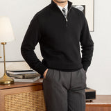 Commuter Slim-Fit Stand-up Collar Zipper Wool Sweater