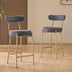 Gold Bar Stools Set of 2, 25" Counter Height Upholstered Sherpa Stools with Backs - Minihomy