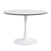 106cm Round Tulip Dining Table in White Marble - White - Minihomy