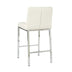 Modern Counter Stools Set of 2 - White PU Leather, Electroplated Legs, Kitchen Bar Chairs - Minihomy