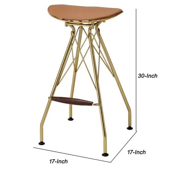 Gold Metal Barstools, Backless with Flared Legs, Set of 2 - Minihomy