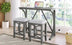 Farmhouse Counter Height Dining Set, 3-Piece with USB Port & Upholstered Stools, Gray - Minihomy