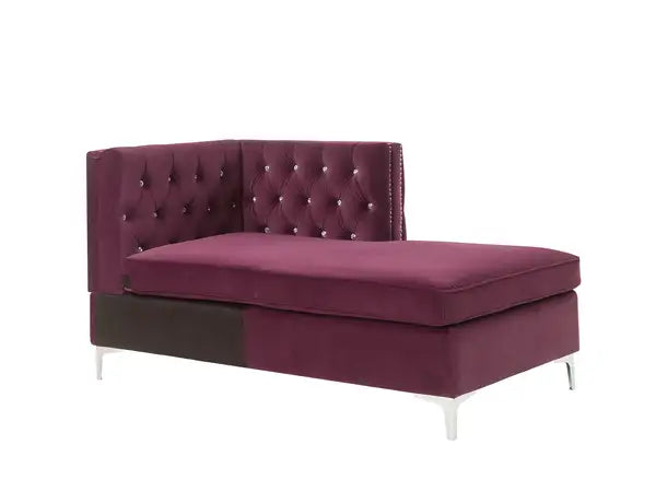 ACME Jaszira Modular Chaise Lounge - Burgundy Velvet