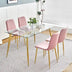 Modern Pink Dining Chairs Set of 4, Light Luxury Home Bedroom Stool with Gold Metal Legs - Minihomy