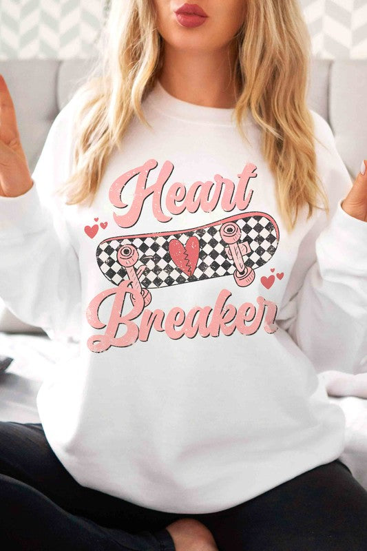 Plus Size - Heart Breaker Graphic Sweatshirt - Minihomy