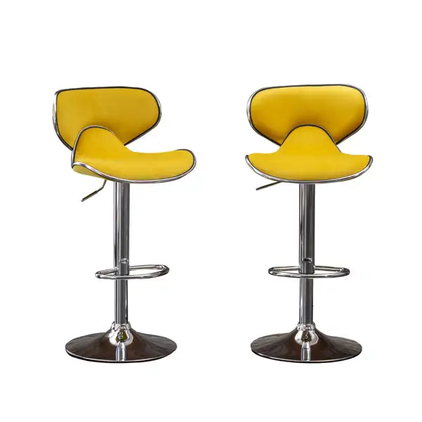 Masaccio Yellow Velvet Swivel Bar Stools (Set of 2) - Adjustable Height - Minihomy