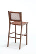 Hengming Woven Leather Bar Stools, Solid Wood Legs, Set of 2 for Living Room, Kitchen - Minihomy