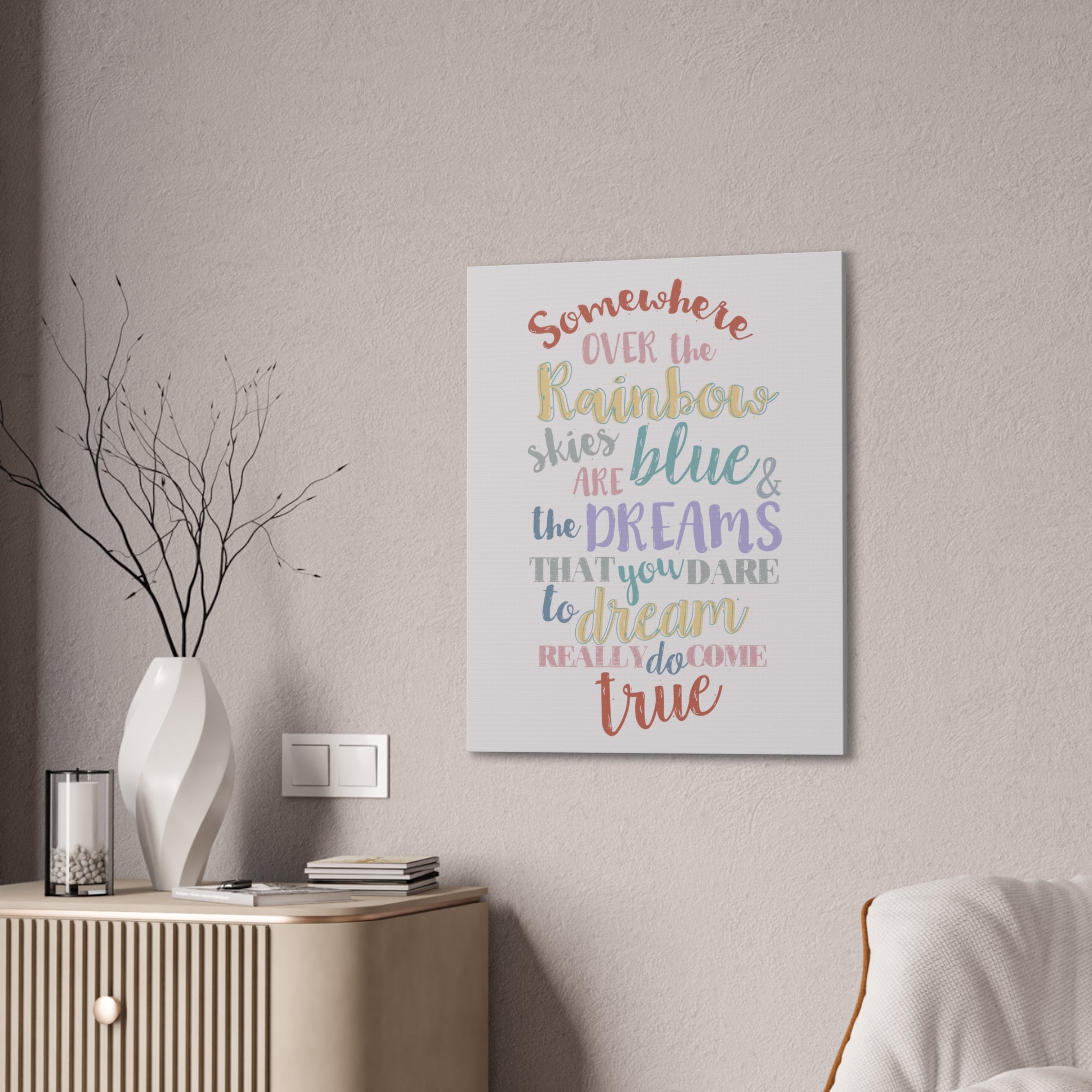 Over The Rainbow Colorful Wall Art Canvas Stretched, 0.75" - Minihomy