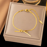 Gold Snake Chain Necklace with Bowknot Charm - Elegant Choker Jewelry for Women