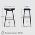 Counter Height Bar Stools Set of 2 - PU Upholstered, Black, with Footrest - Minihomy