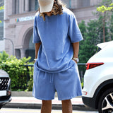 Men's Summer Sports Suit - 2 Piece Short Sleeve T-Shirt & Shorts Set with Pockets