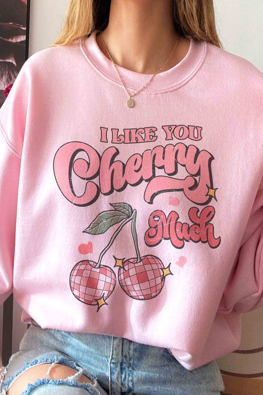 Plus Size - I Like You Cherry Much Sweatshirt