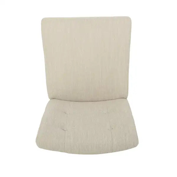 Beige Fabric Button Tufted Counter Stools (Set of 2) - 26 Inch Contemporary Design - Minihomy