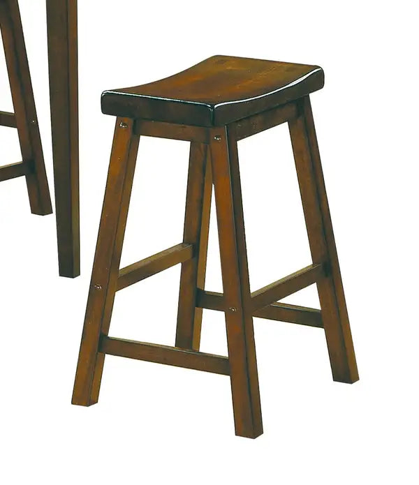 Cherry Wood Saddle Seat Stools (Set of 2) - 18" Height Dining Chairs - Minihomy