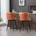 Modern Bar Stools, Set of 2, Swivel, Orange Leatherette, Gold Nailhead Trim - Minihomy