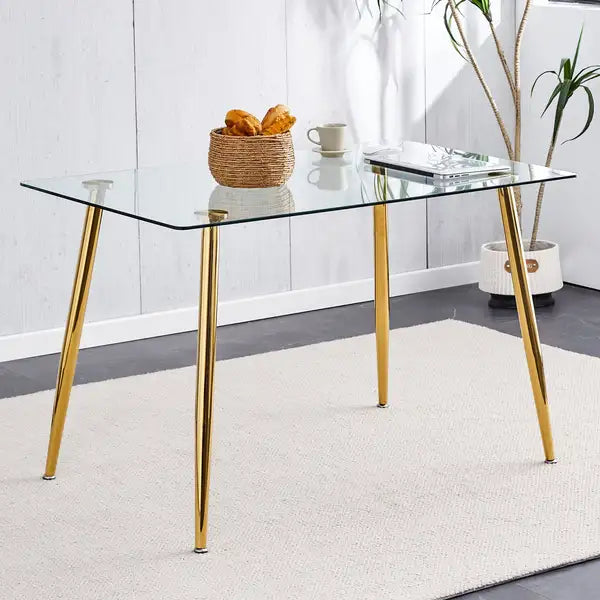 Modern Minimalist Glass Dining Table for 4-6 | 51"x31" Kitchen/Dining/Living Room Table - Minihomy