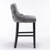 Gray Velvet Wingback Barstools Set of 4 with Button Tufted & Chrome Nailhead Trim - SW1824GY - Minihomy